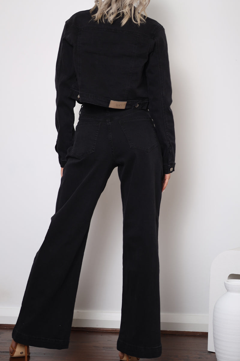 High Rise Wide Leg Jean - Black
