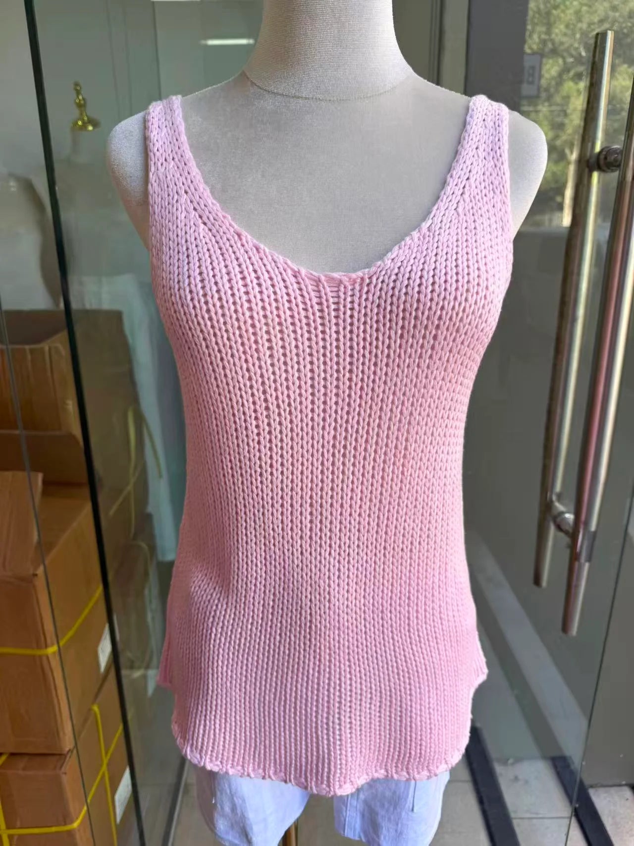 Cindy Knit Singlet - Pink