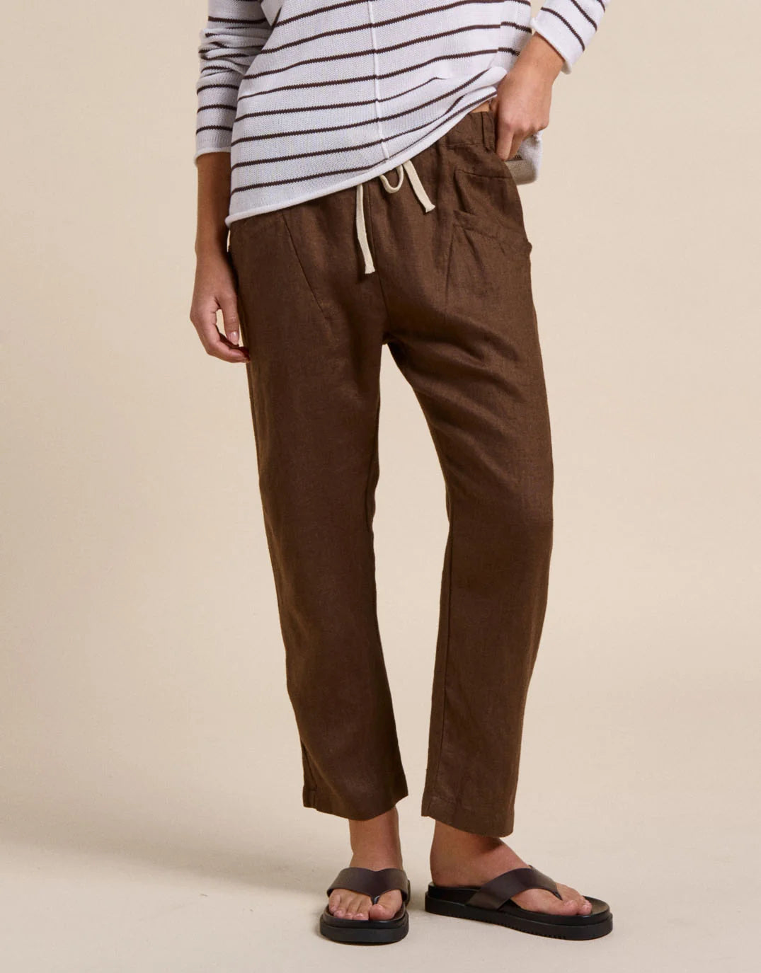 Luxe Linen Pant - Chocolate