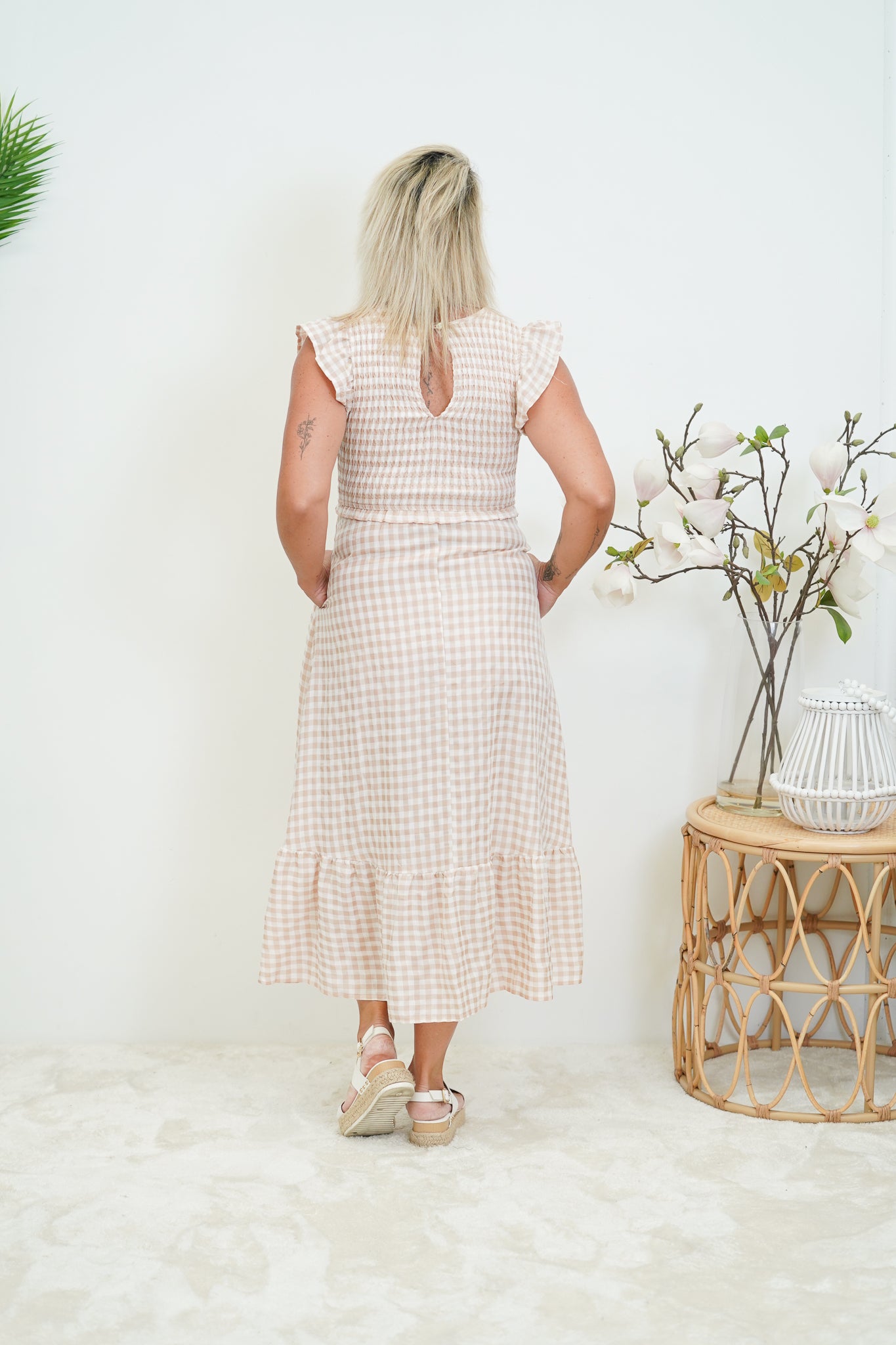 Gingham Maxi - Natural