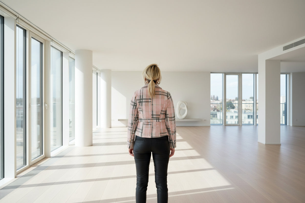 Pink Gingham Short Blazer