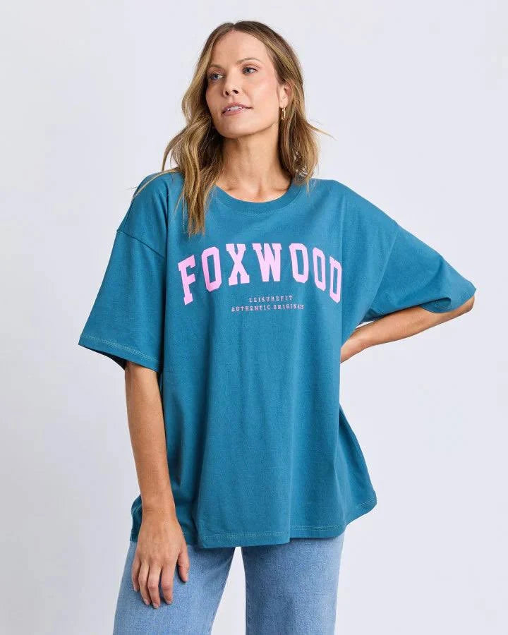 Interval Tee- Ocean with Neon Pink
