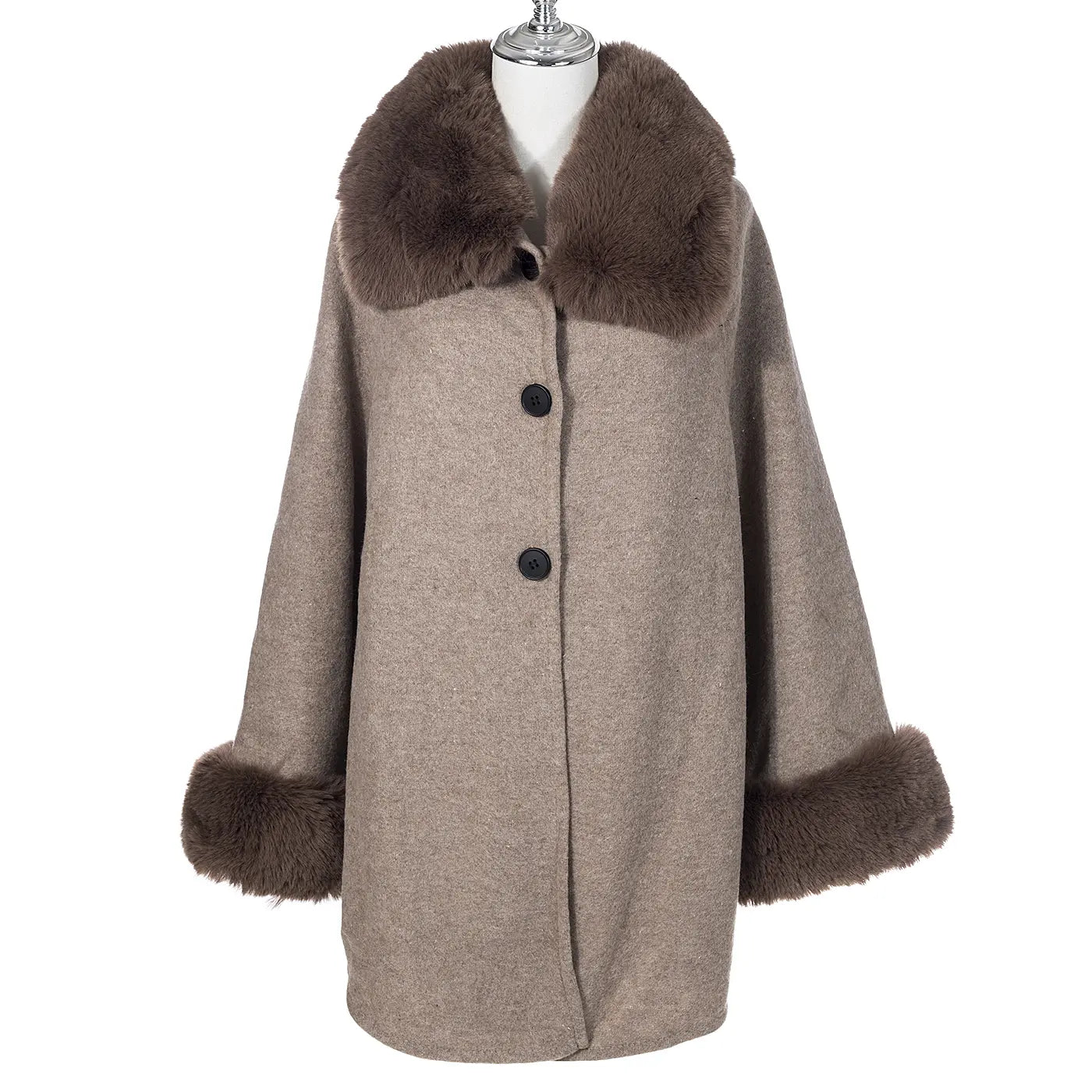 Fur Poncho Jacket - Mocha