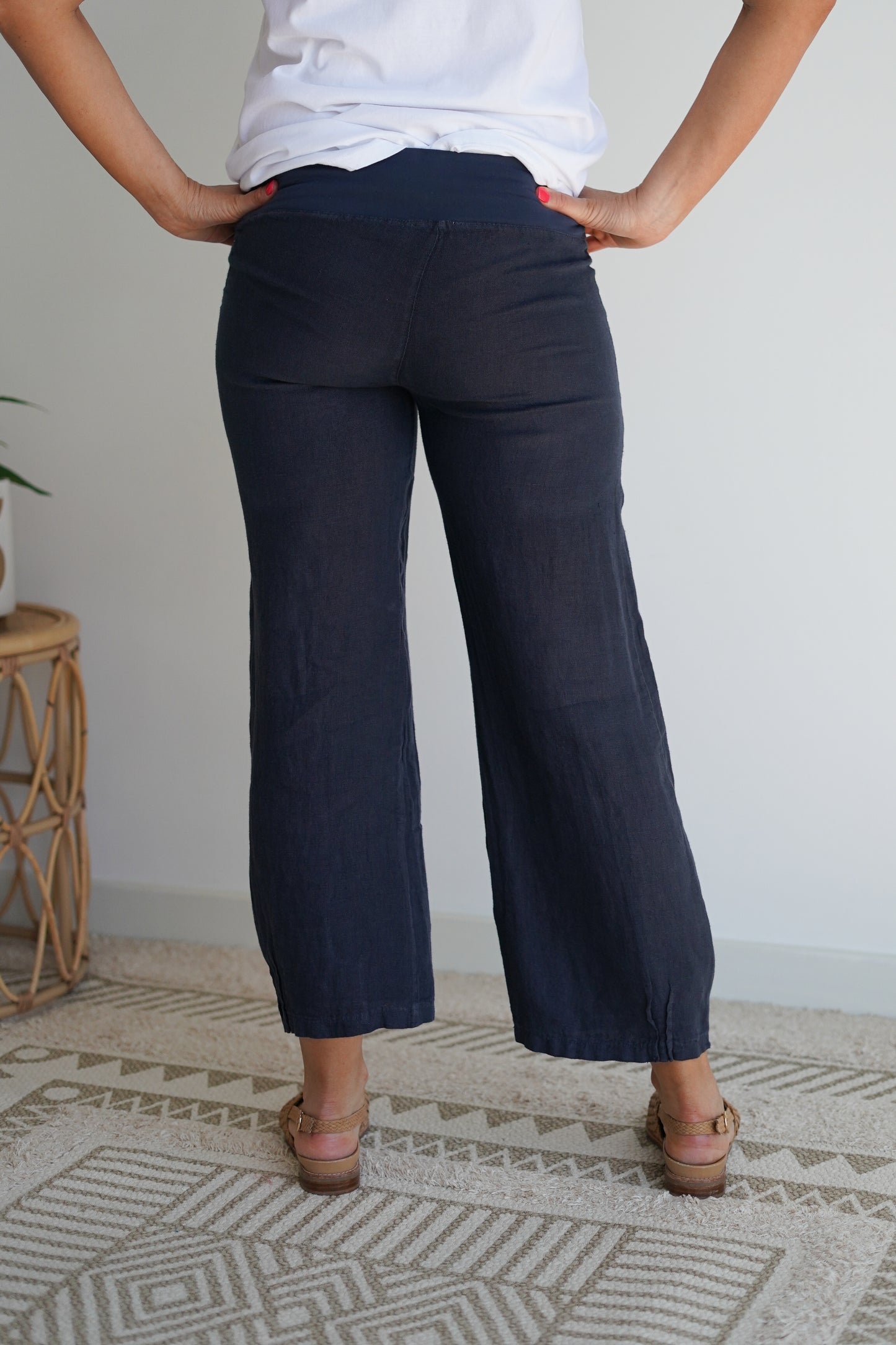Italian Relax Linen Pant - Navy