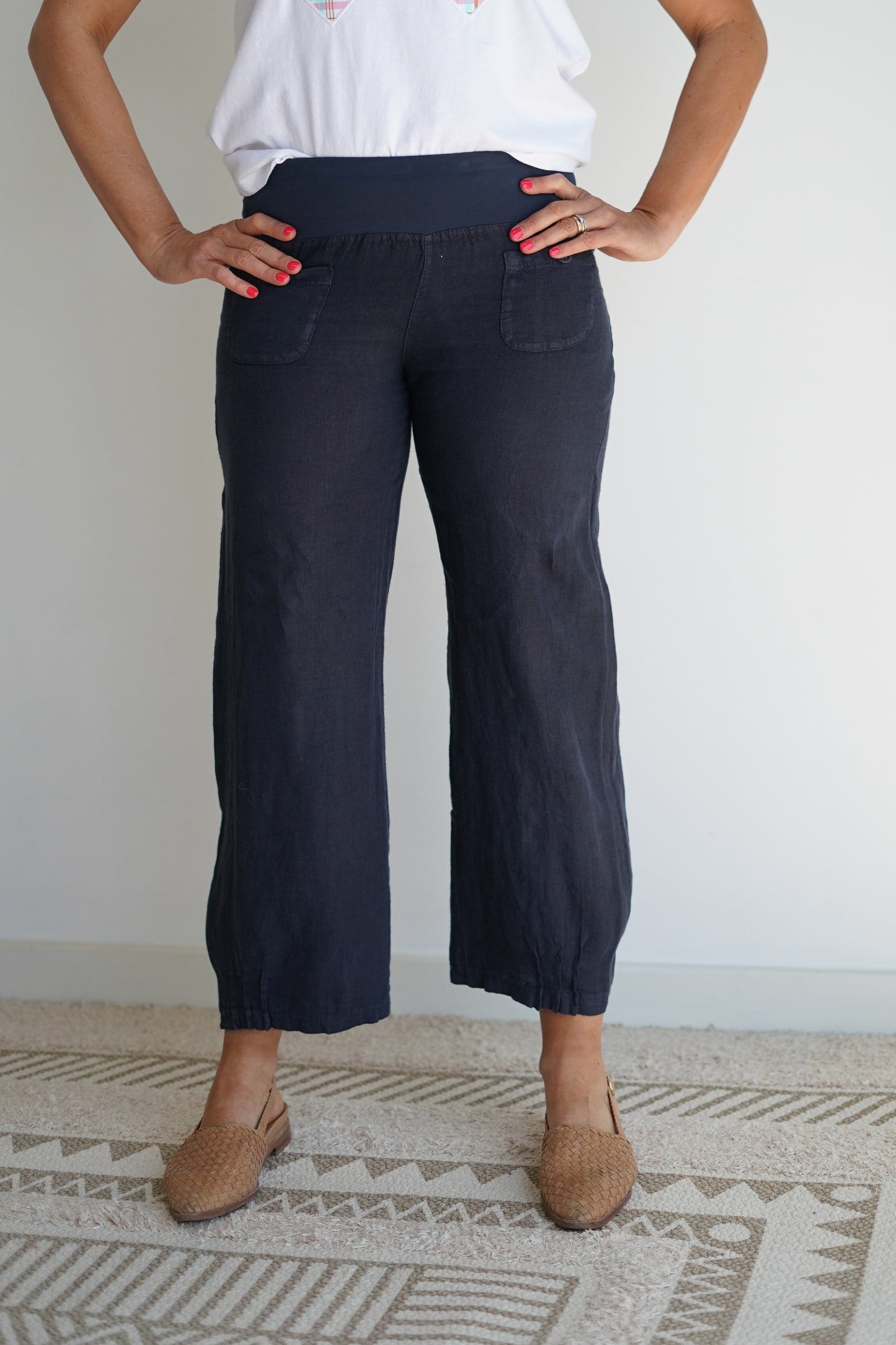 Italian Relax Linen Pant - Navy