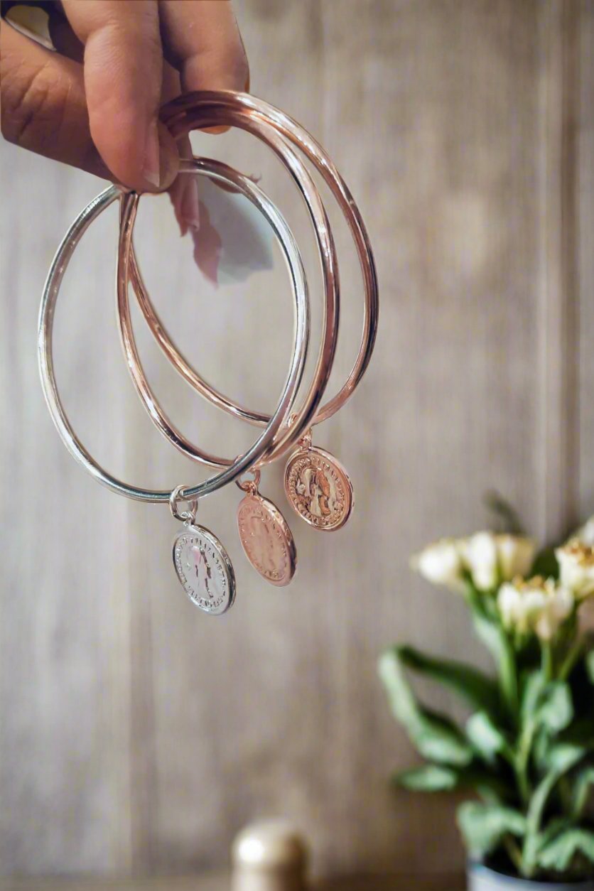 Deluxe Triple Bangle - Coin (Rose Gold)