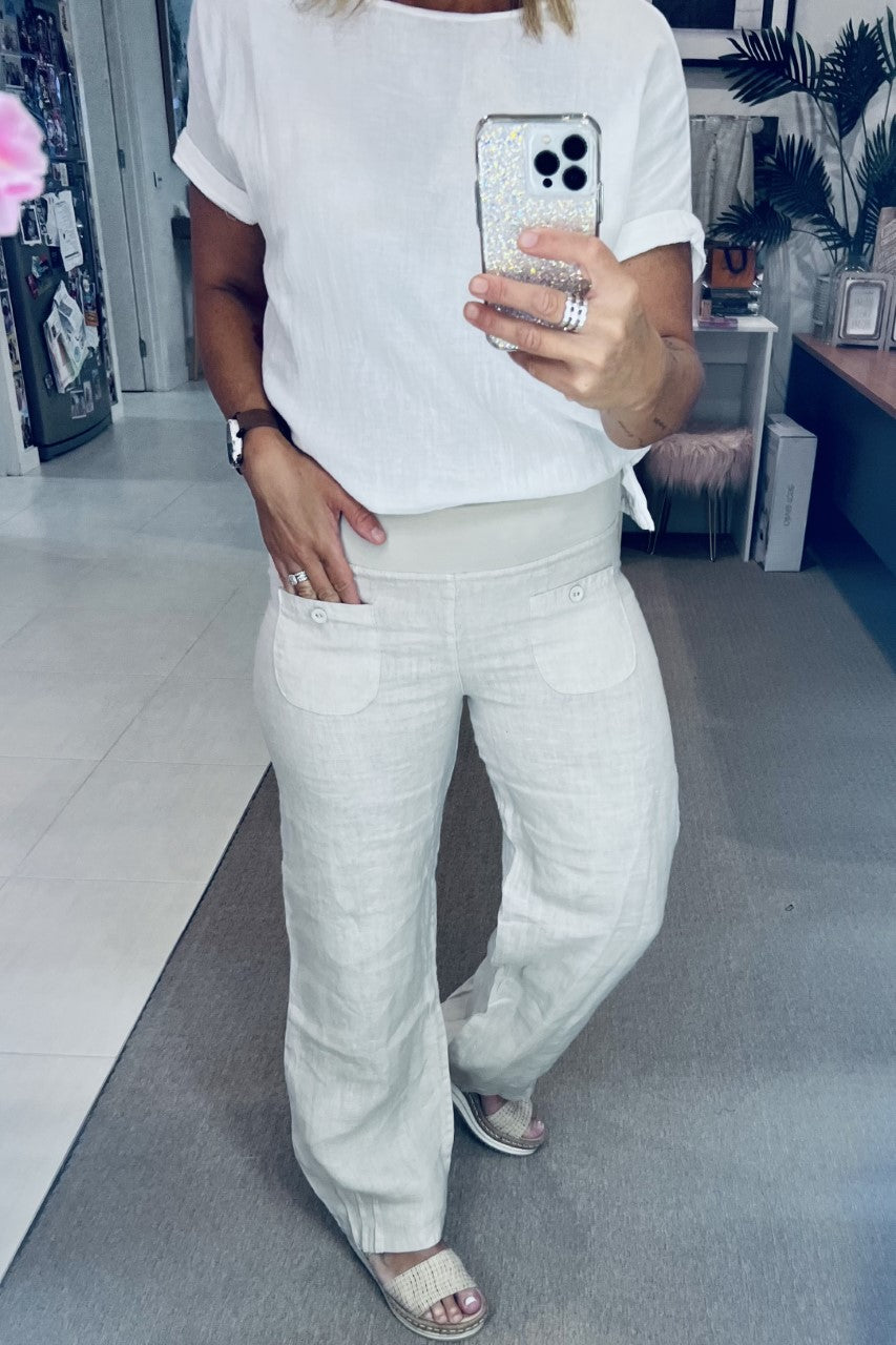 Italian Relax Linen Pant - Natural Beige