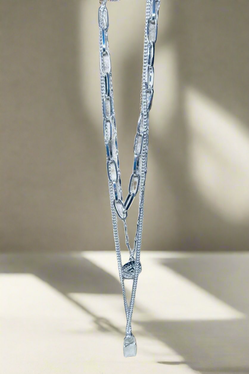 Triple Layered Necklace - Silver