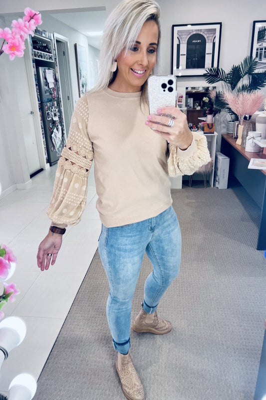 Laney Lace Top - Beige