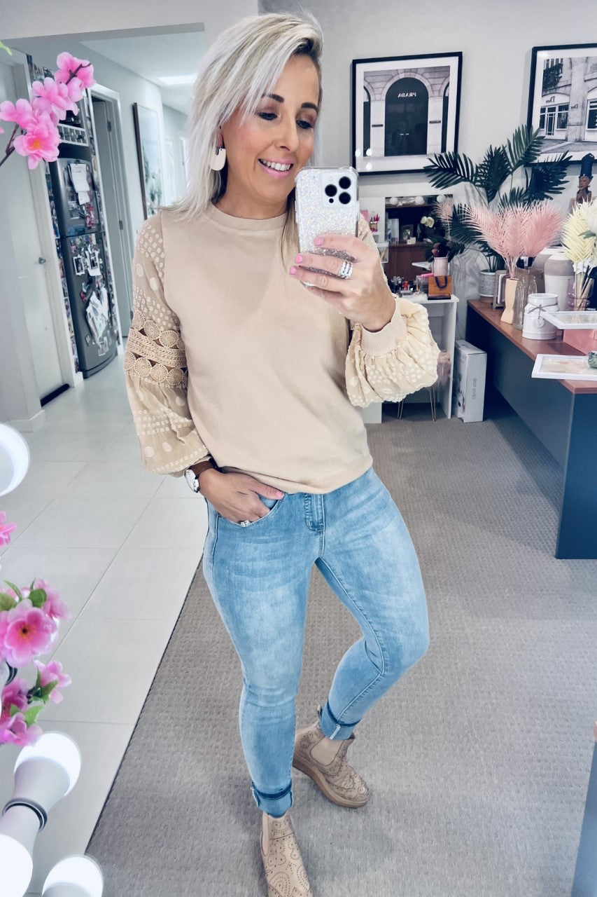 Laney Lace Top - Beige