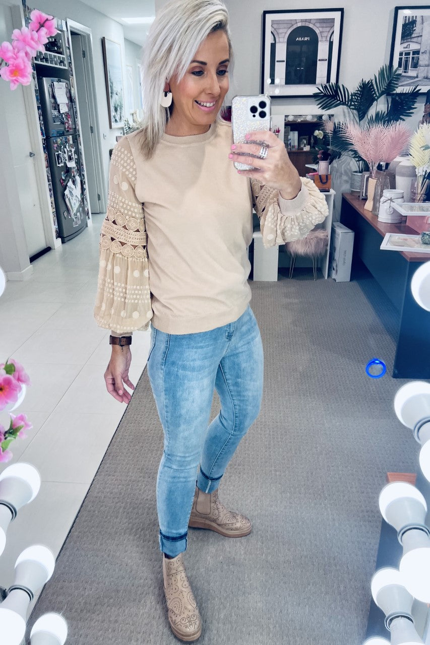 Laney Lace Top - Beige