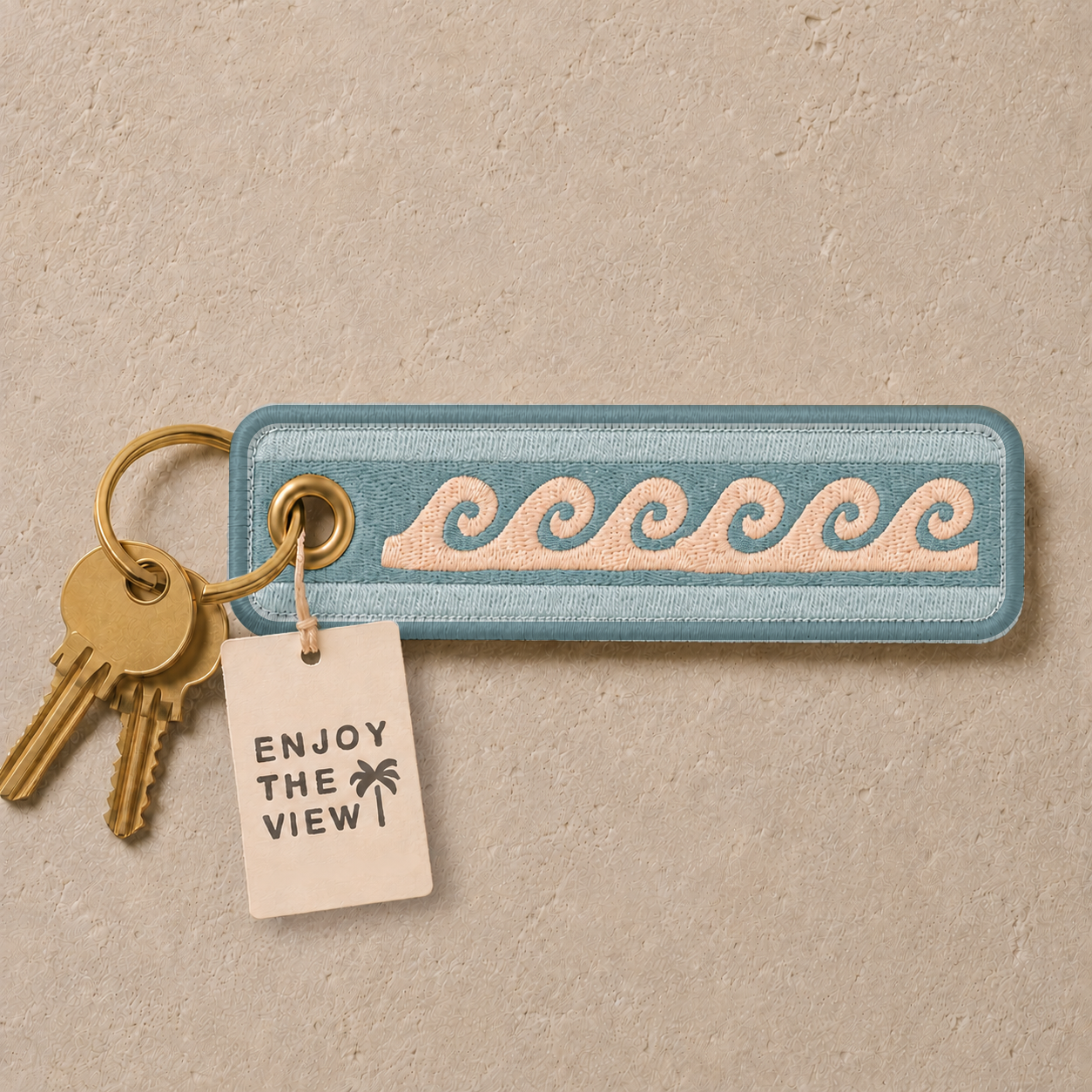 Wave Embroidered Keyring - Beach Wave