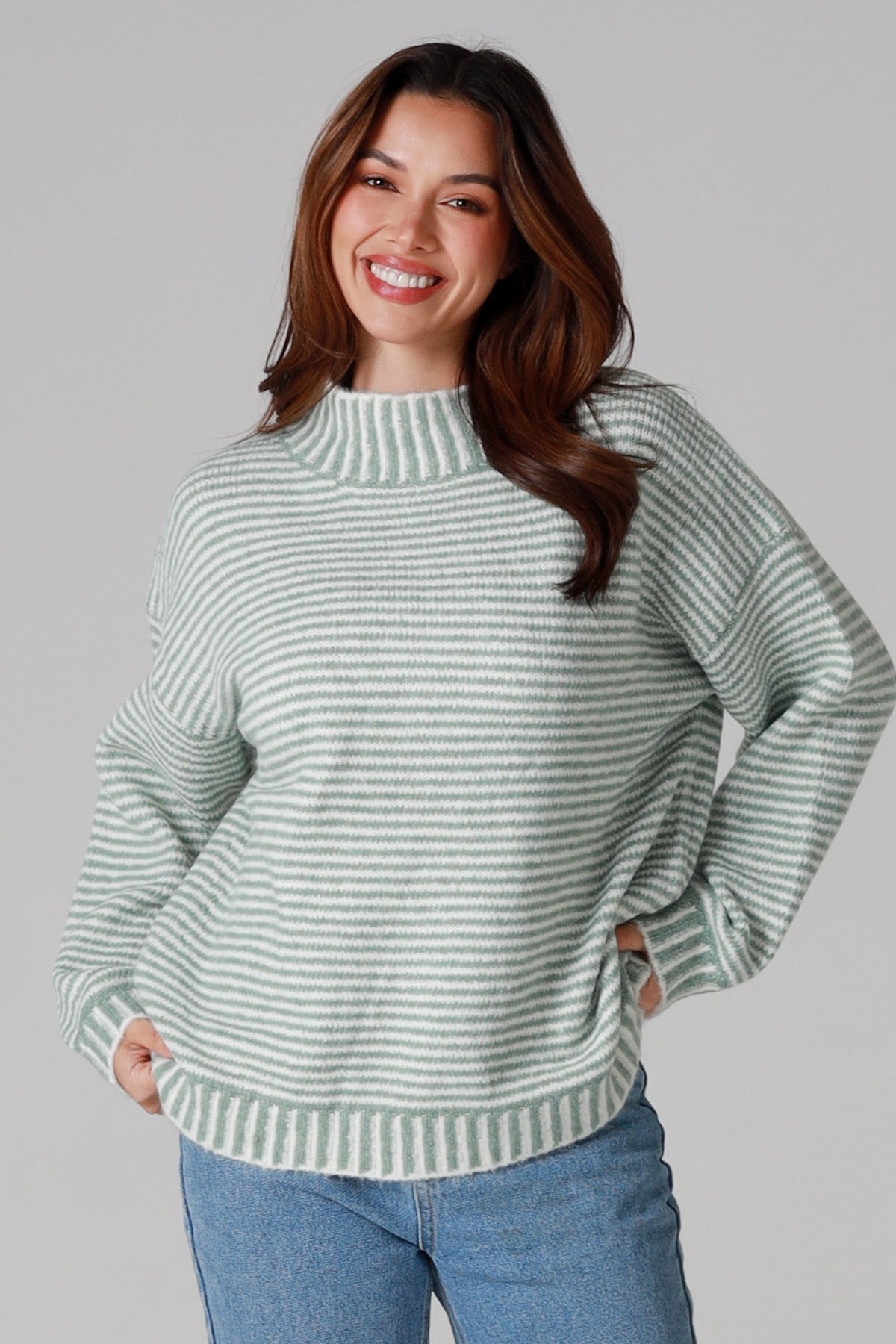 Sammy Stripe Knit- Sage Green