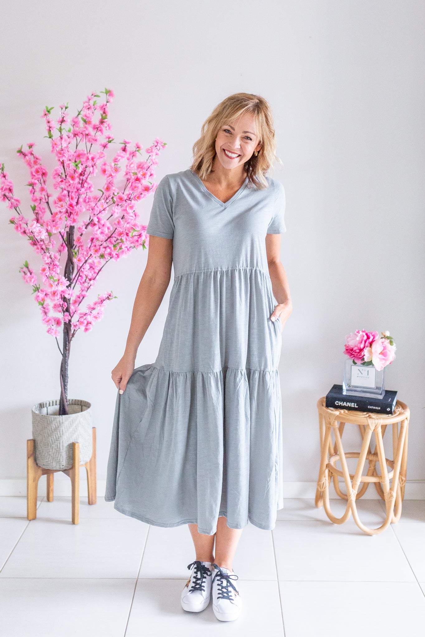 Comfort Layer Dress- Soft Khaki