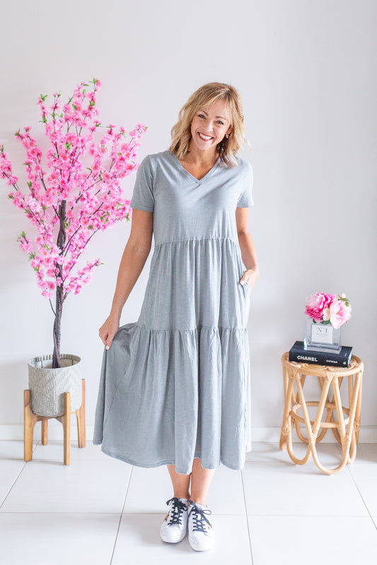 Comfort Layer Dress- Soft Khaki