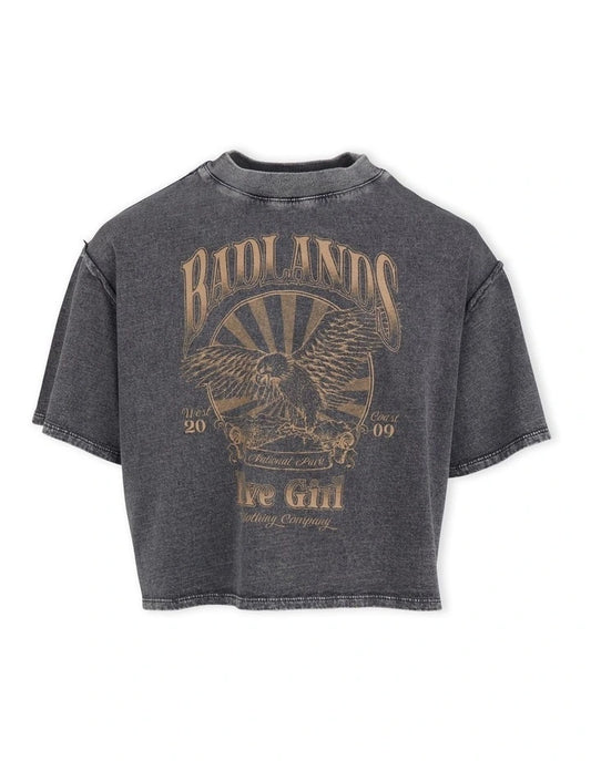 Youth Badlands Tee- Washed Black