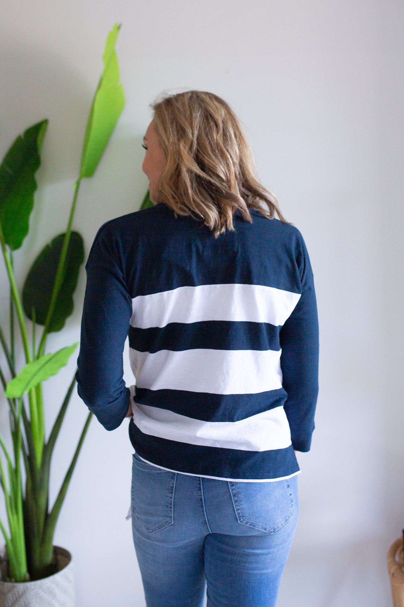 Breton Stripe Knot Tee- Navy/White