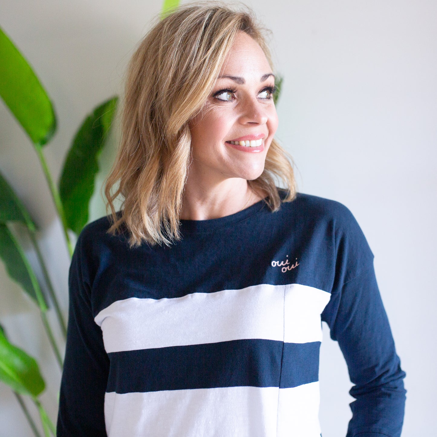 Breton Stripe Knot Tee- Navy/White