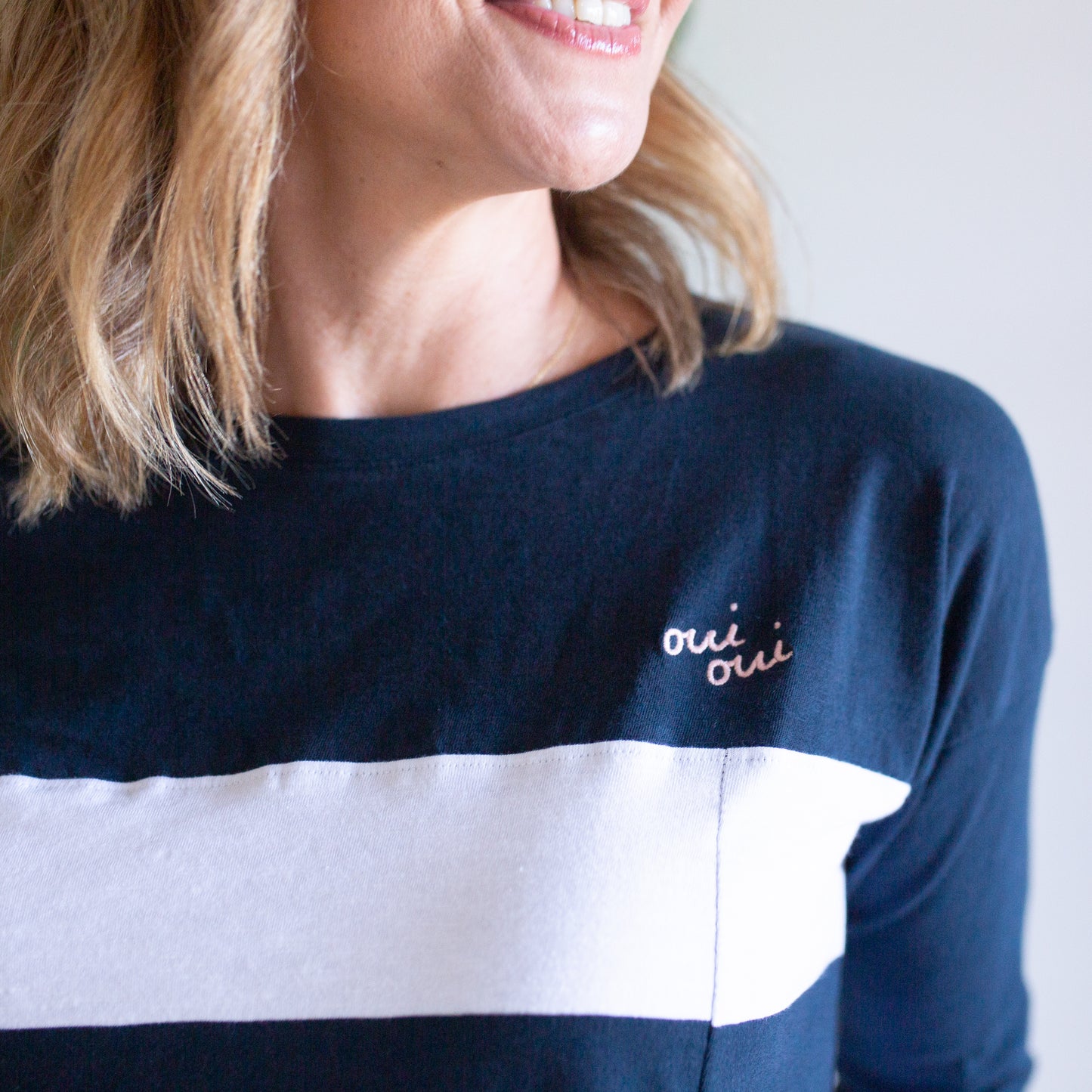 Breton Stripe Knot Tee- Navy/White