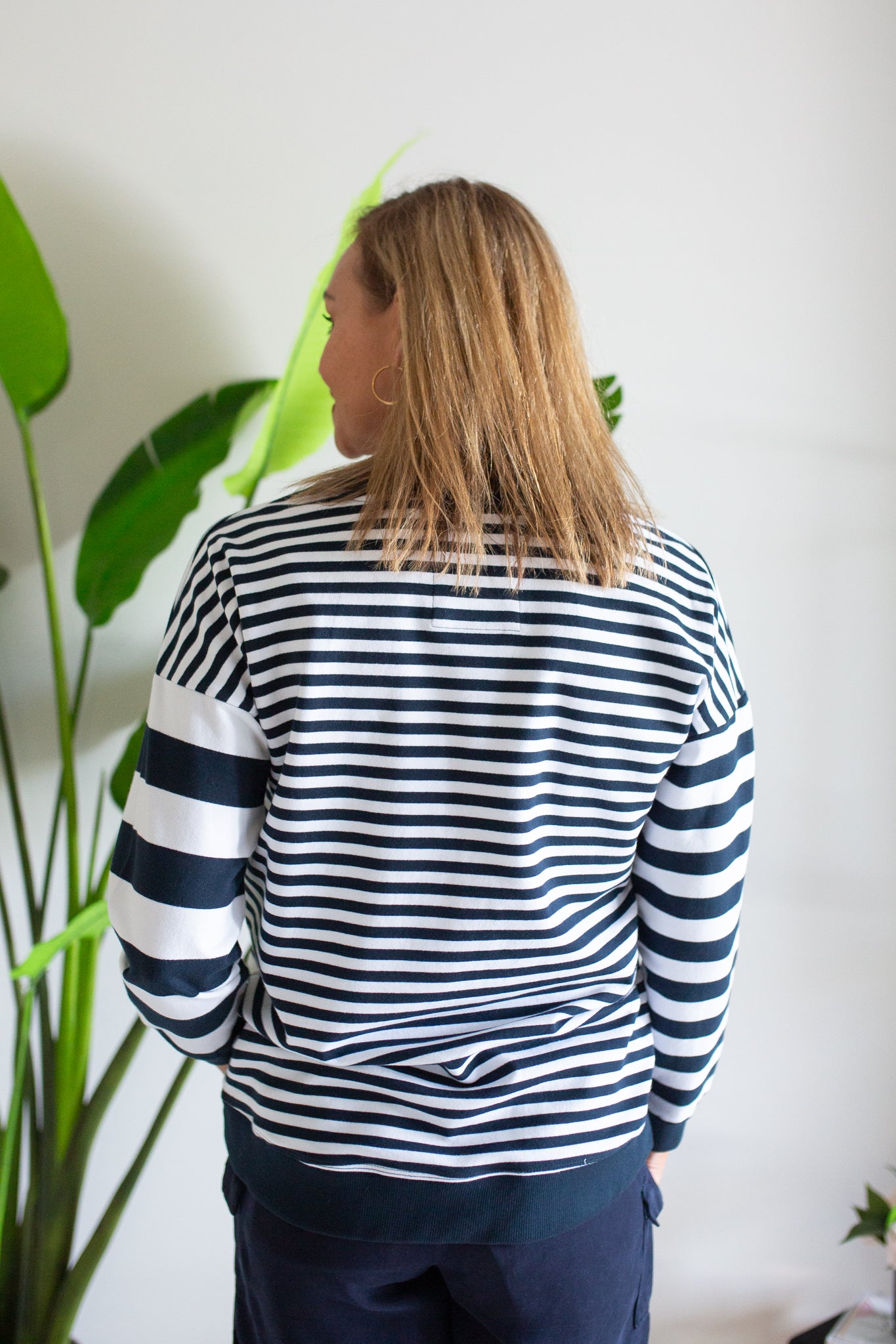 Golden Stripe Crew- Navy & White Stripe