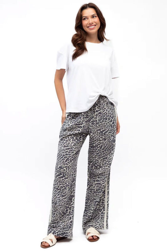 Linen Leopard Racer Pant