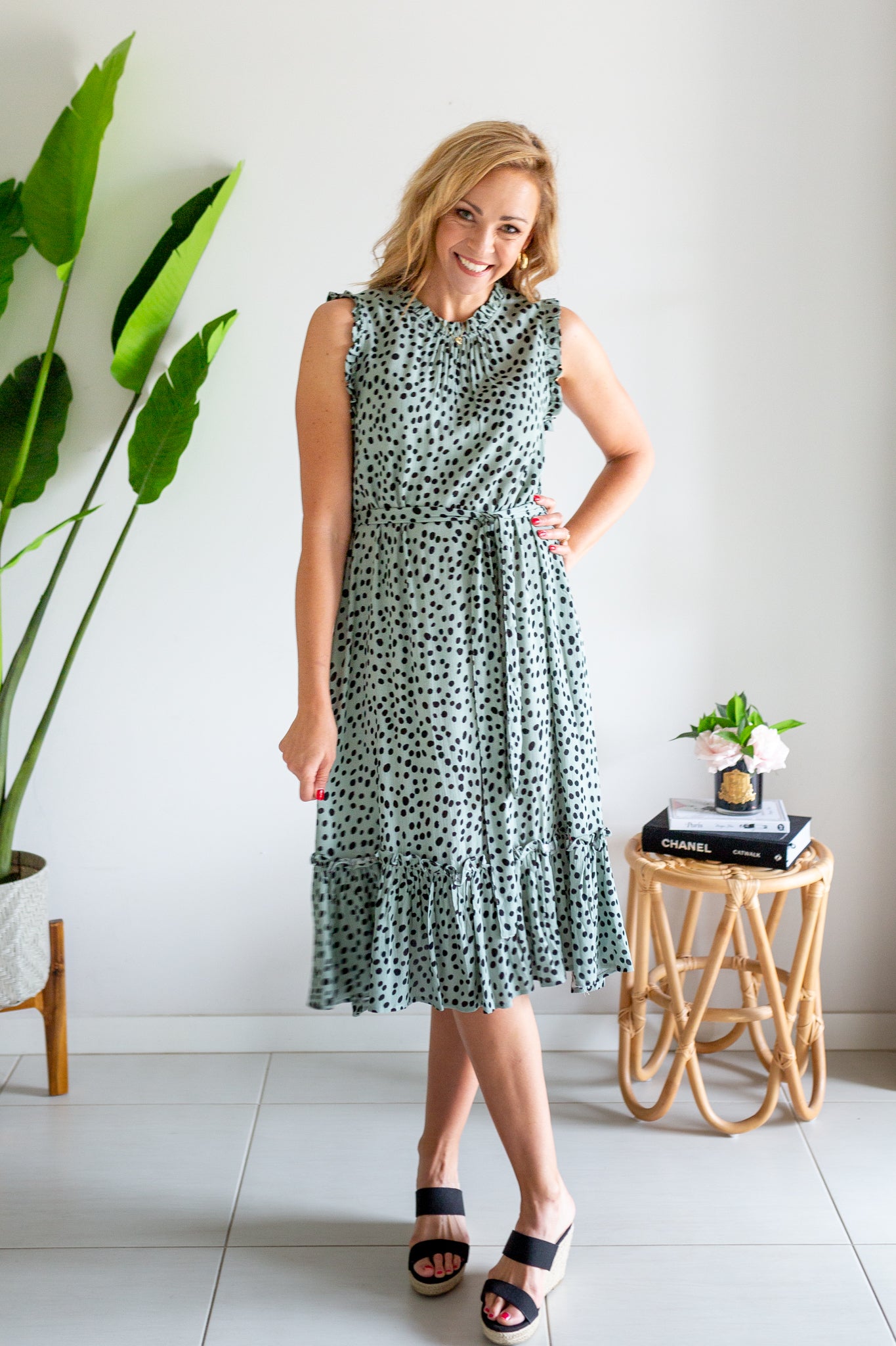 Khaki Polka Dot Dress