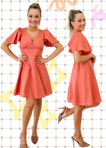 Linen Party Dress- Terracotta (BAXTER & ONLINE ONLY)