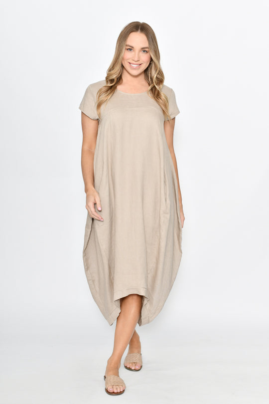 Linen Cocoon Dress - Beige