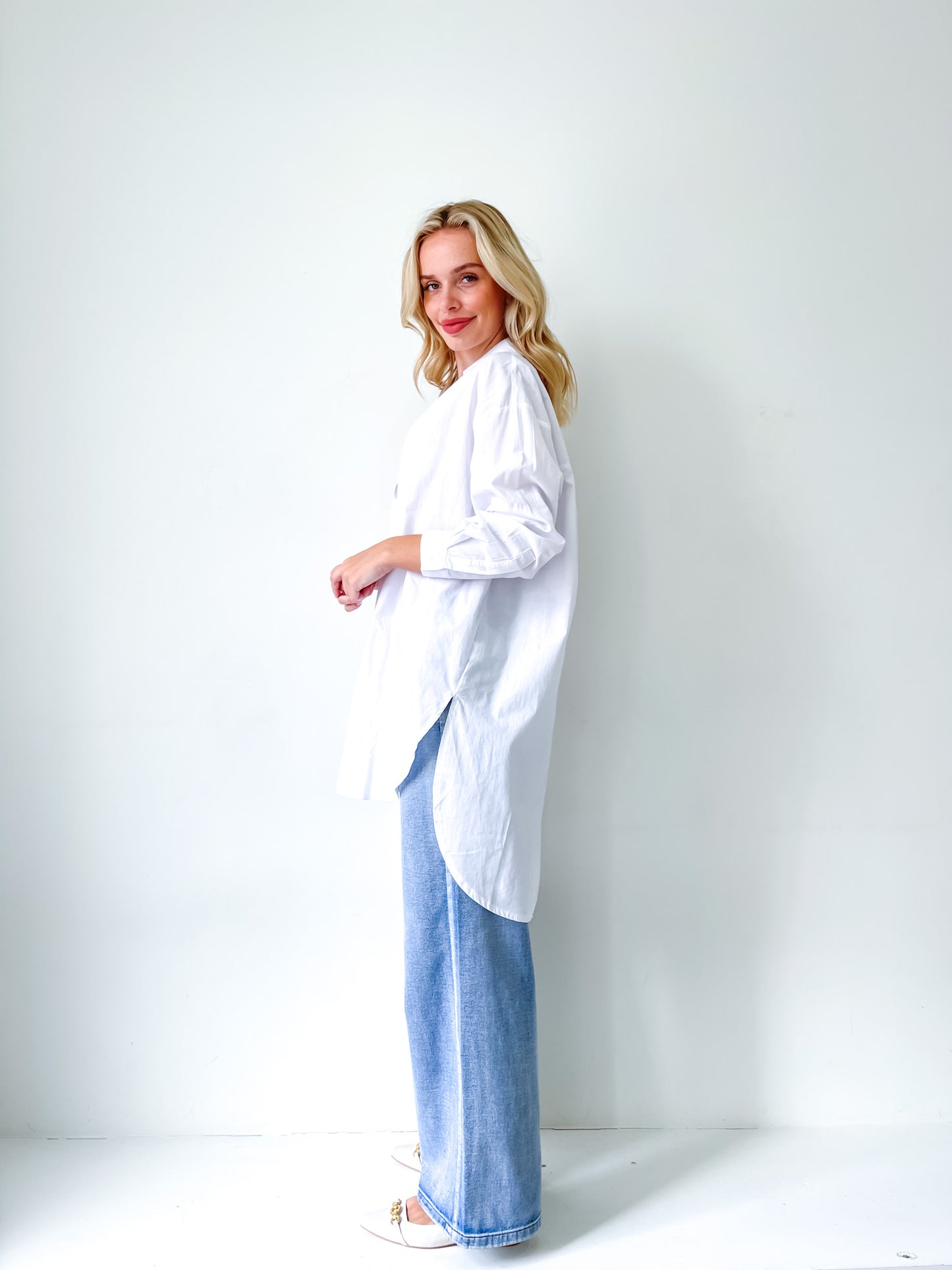 Long Line Oversized Shirt - White