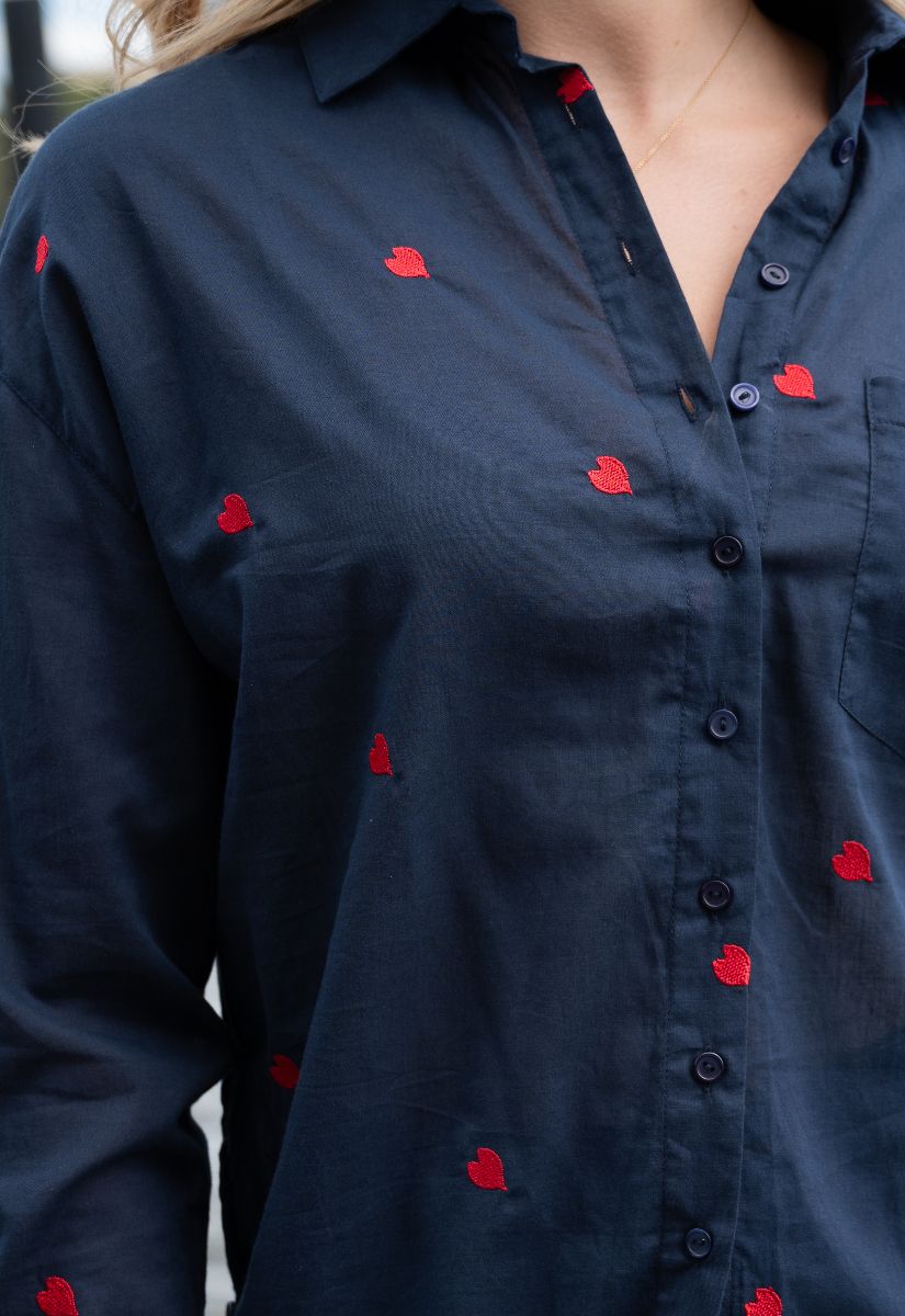 Red Heart Shirt- Navy