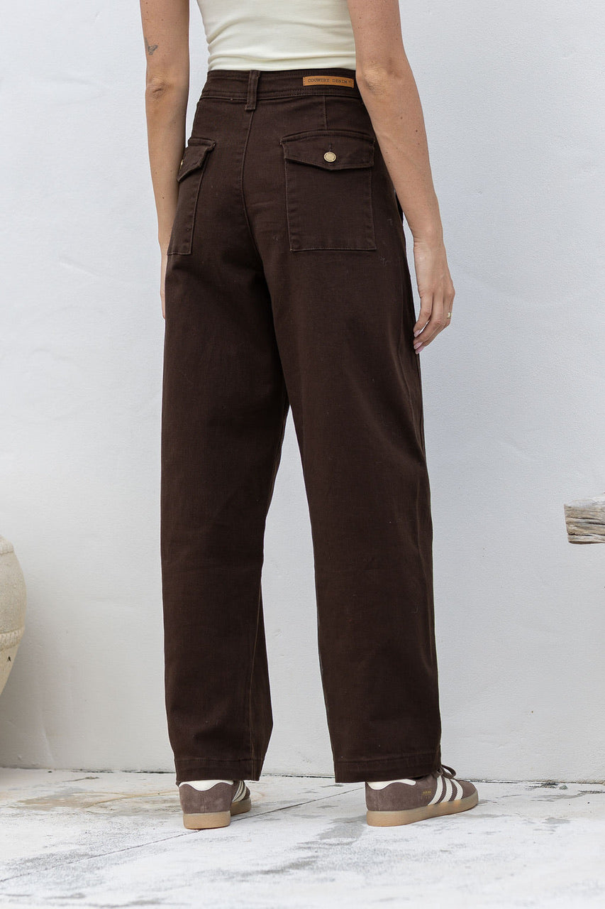 Stretch Barrel Jean- Chocolate