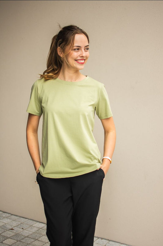 Basic Curve Tee- Khaki