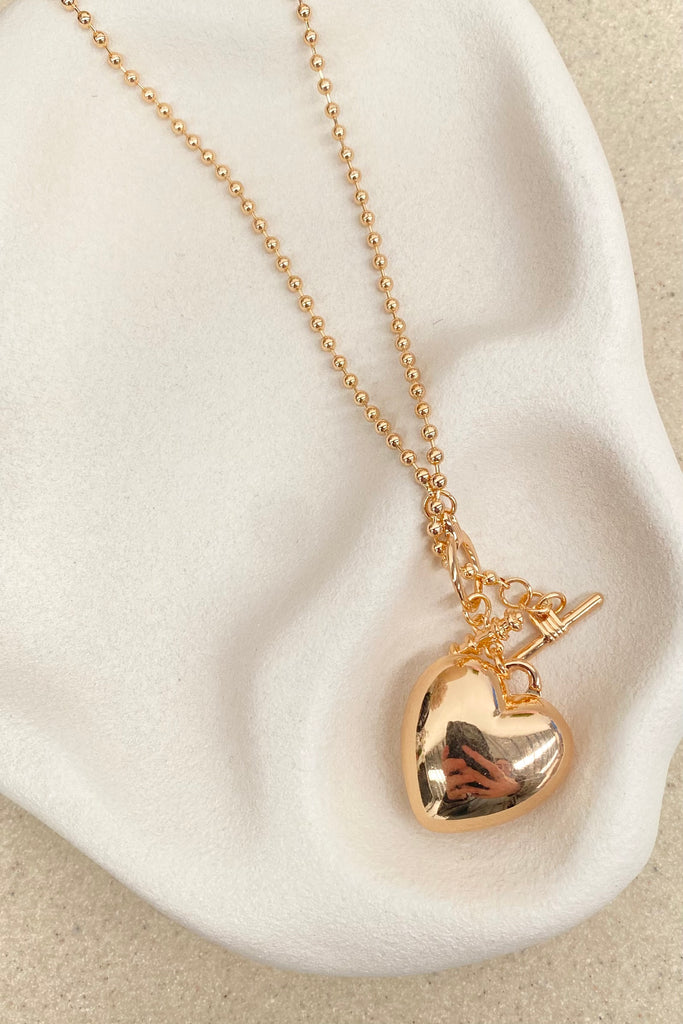 Deluxe Necklace - Heart with Ball Chain (Yellow Gold)
