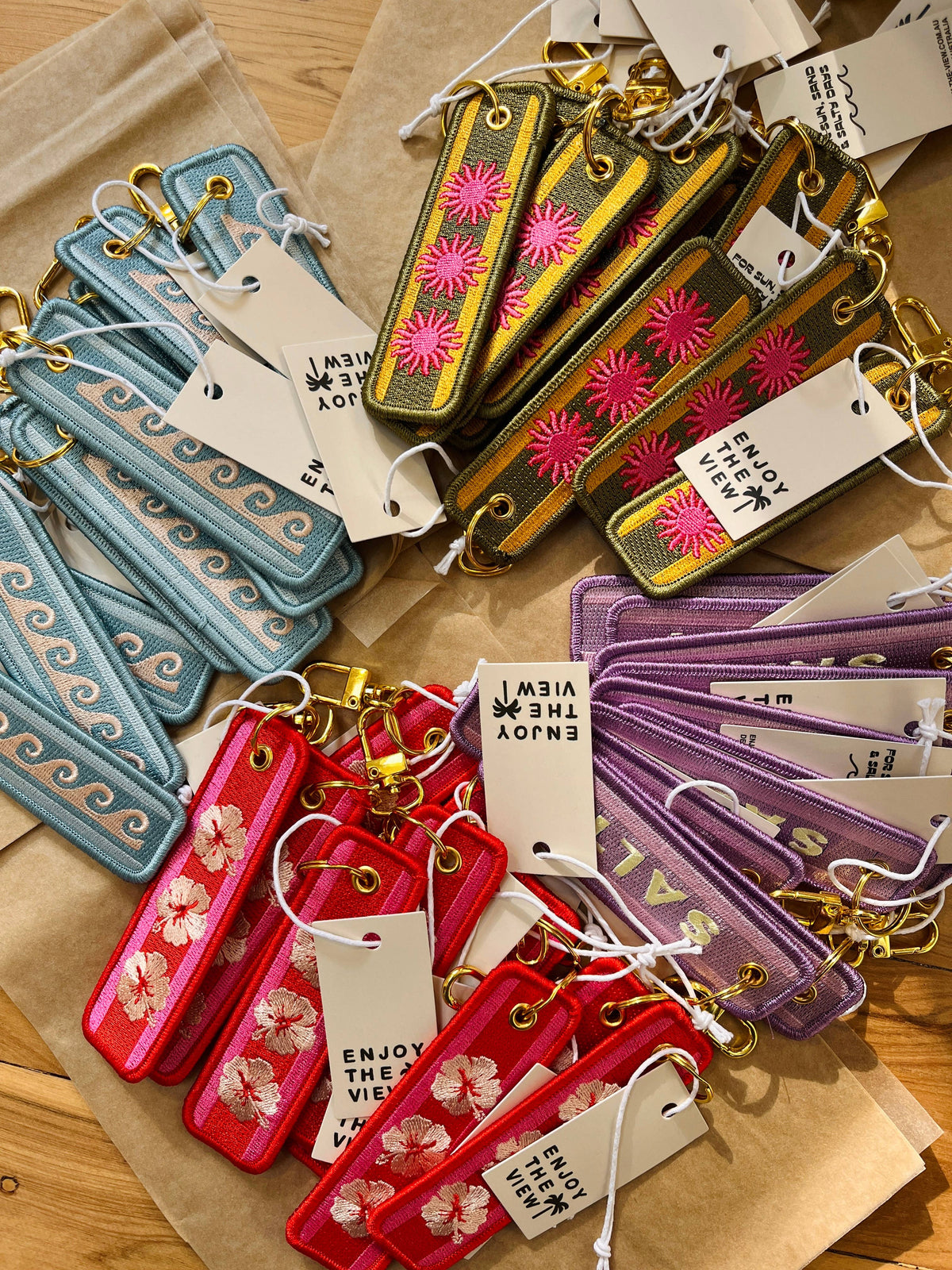 Wave Embroidered Keyring - Beach Wave