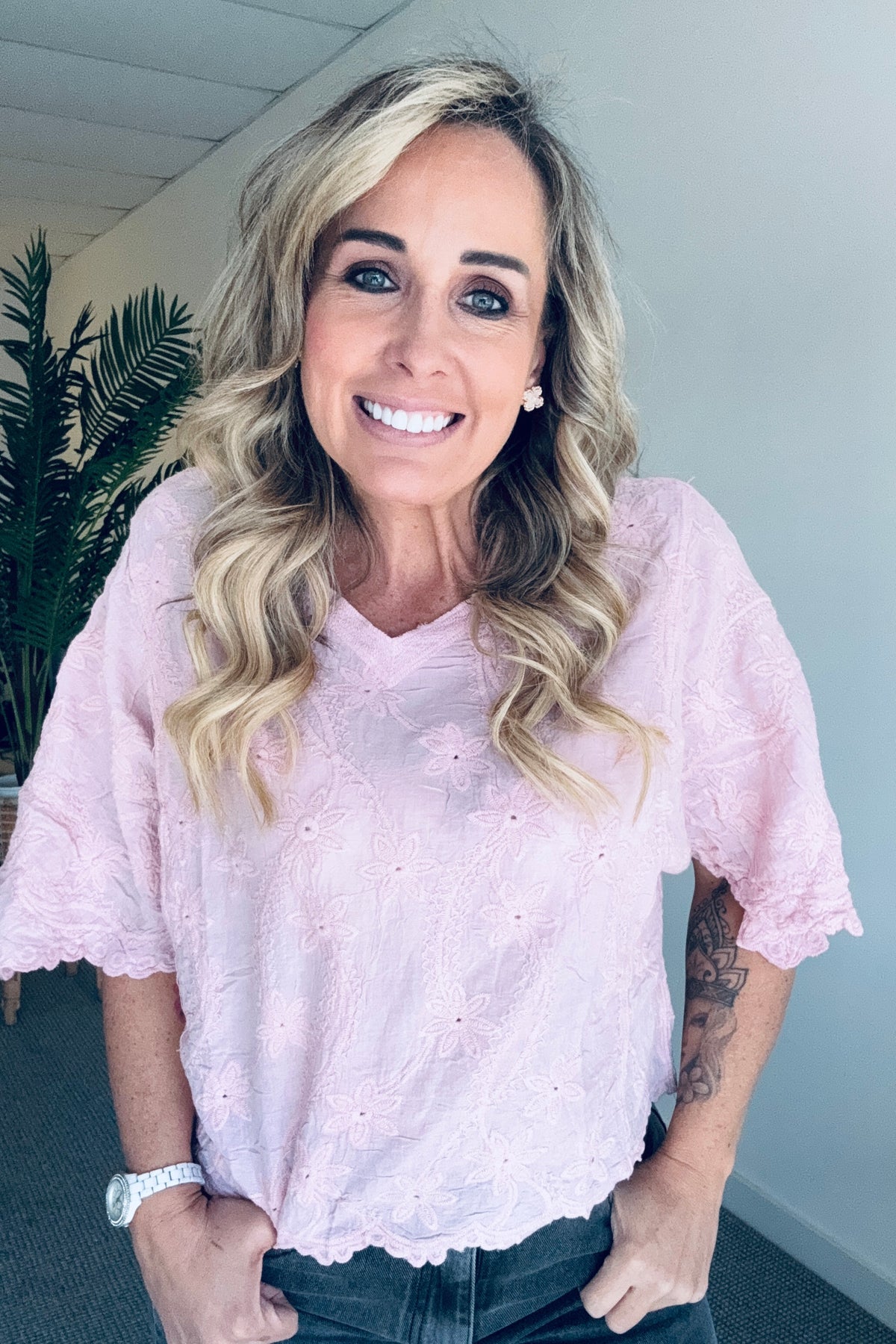 Pastel Daisy Top- Dusty pink