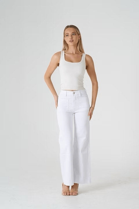 Beccy Stretch Straight Jean - White