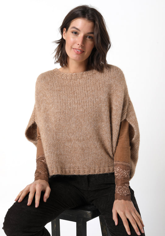 Alpaca Wool Pullover - Tan Brown