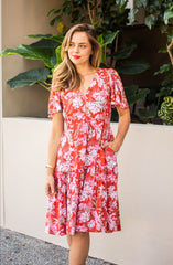 Summer Breeze Dress- Red Floral