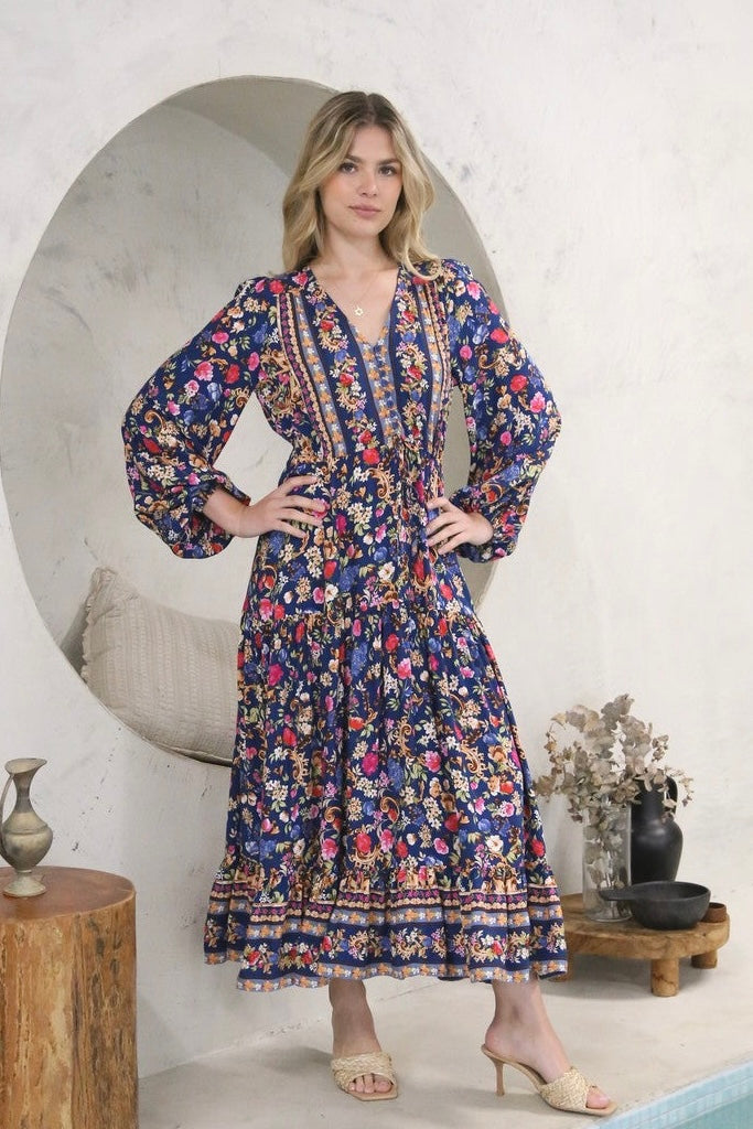 Salty Breeze Maxi Dress- Vintage Navy