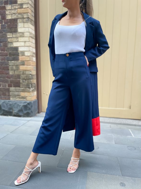 Wide Leg Dressy Pant- Navy