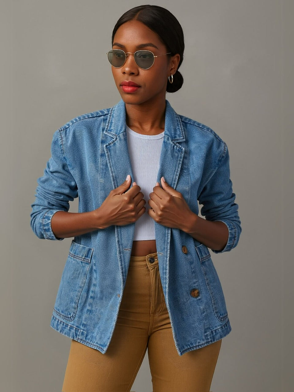 Denim Blazer - Light Blue