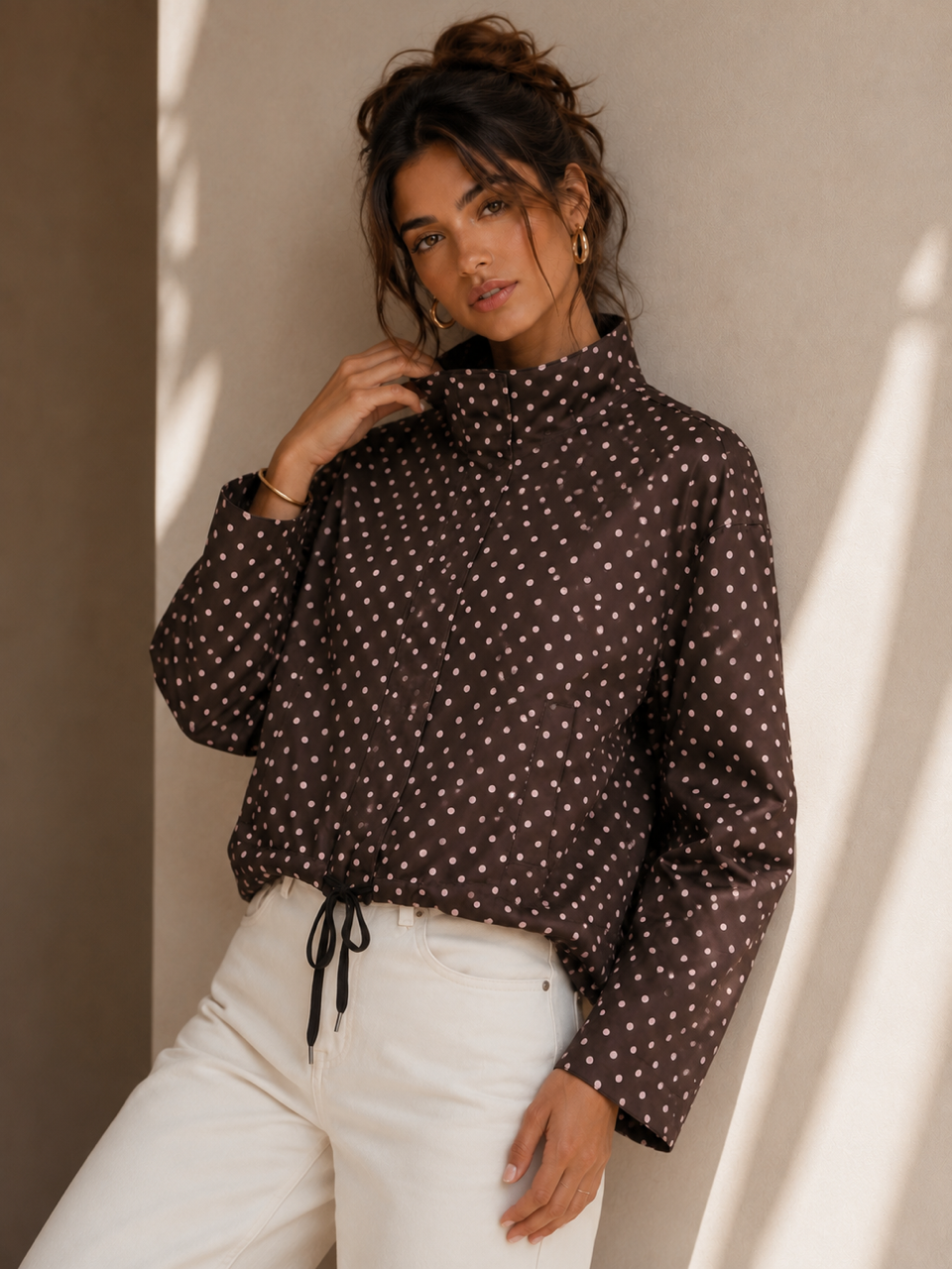 Polka Dot Spray Jacket - Choc