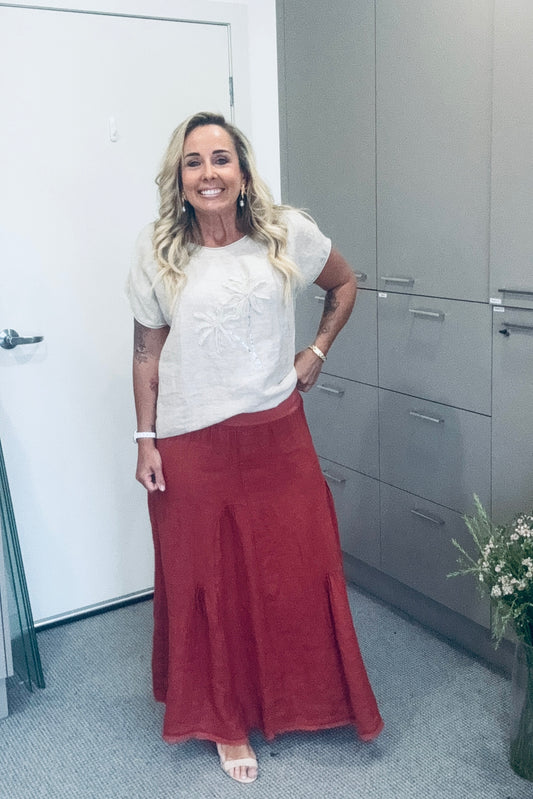 Italian Linen Chili Skirt