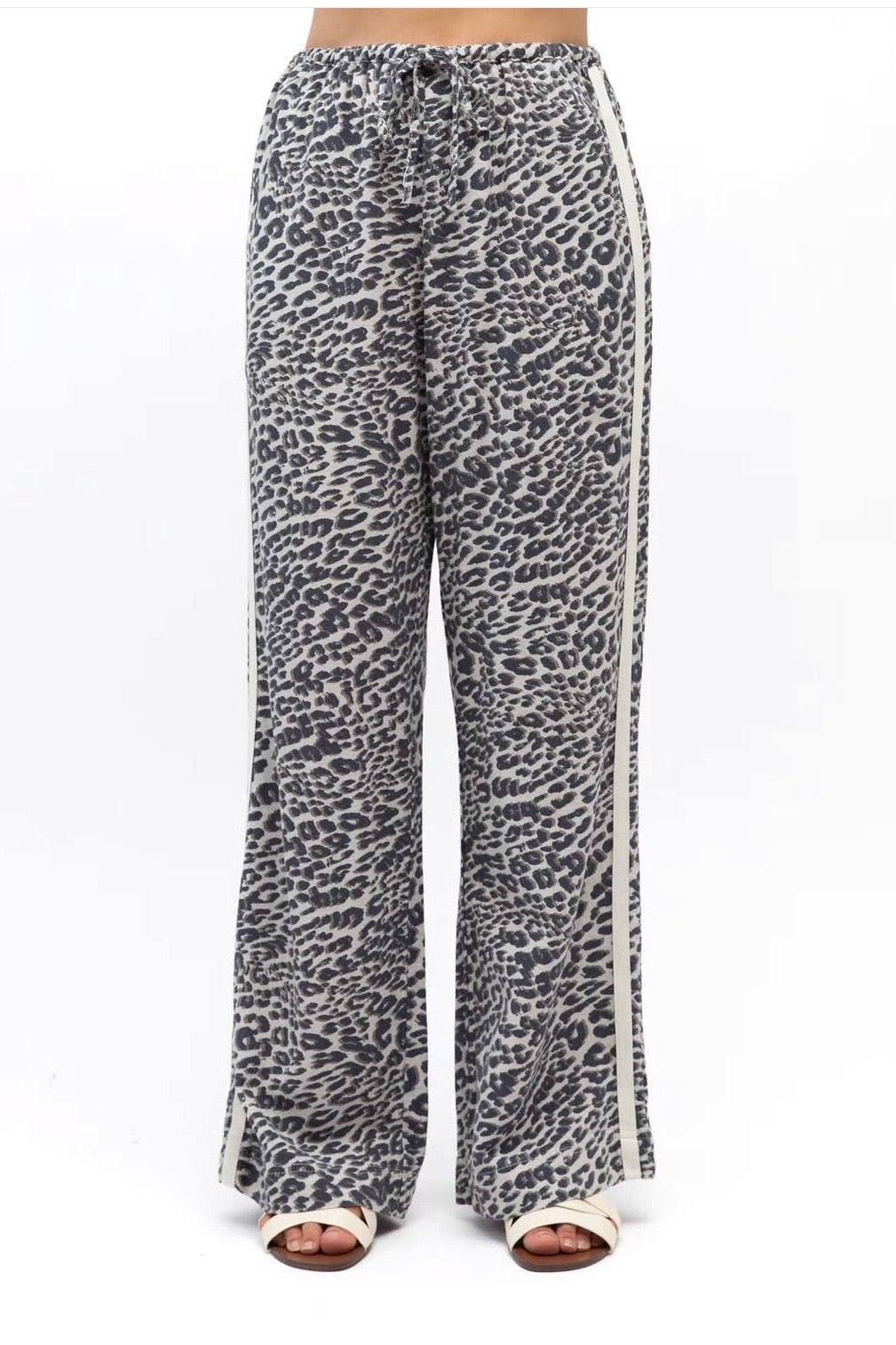 Linen Leopard Racer Pant
