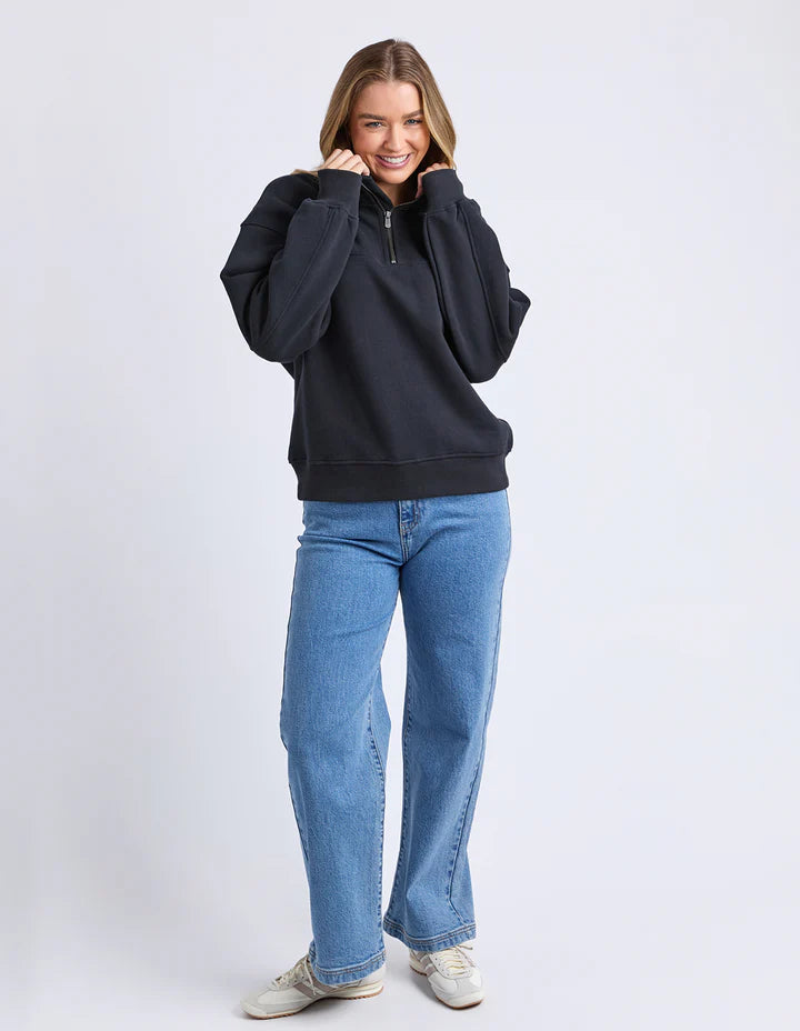 College Zip Crew- Black