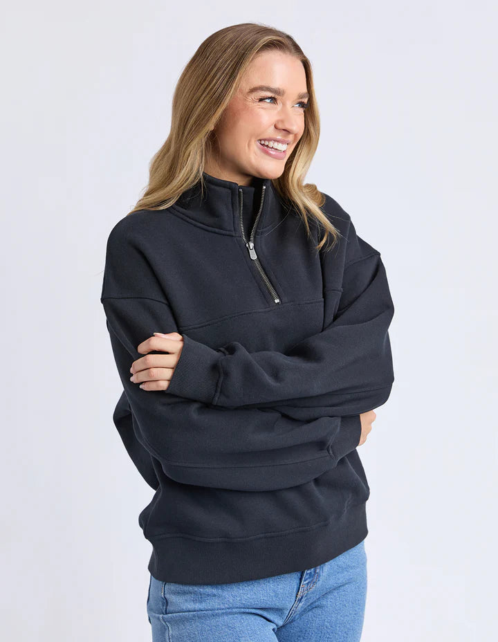 College Zip Crew- Black