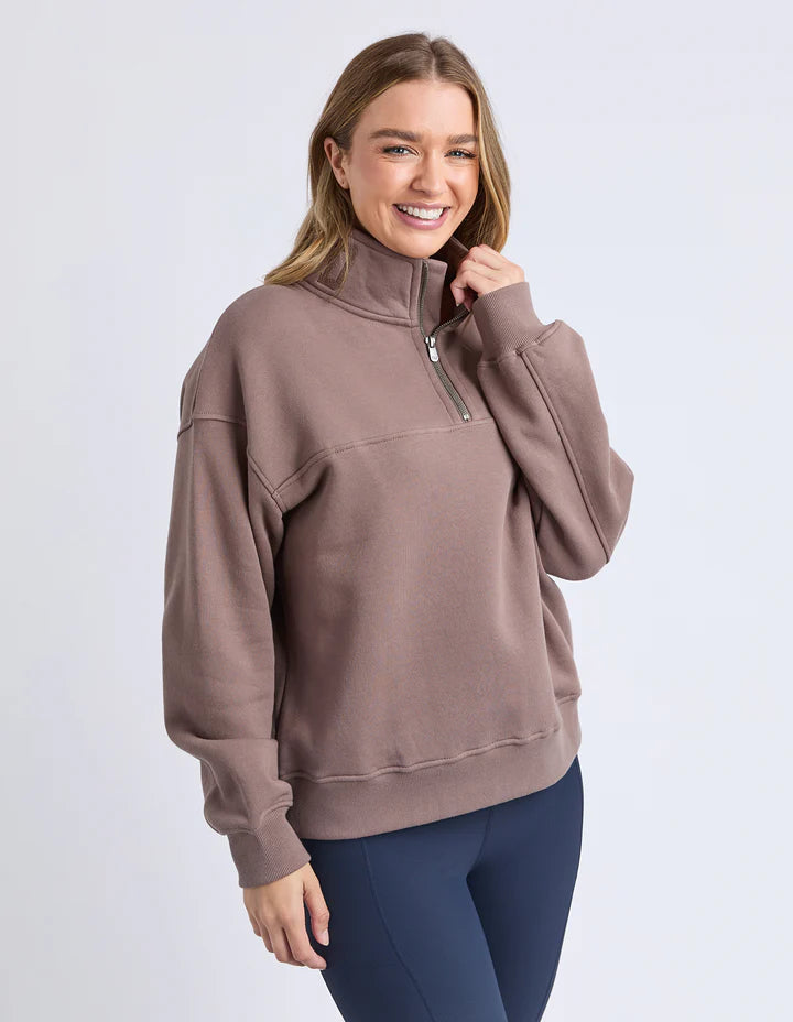 College Zip Crew- Mocha