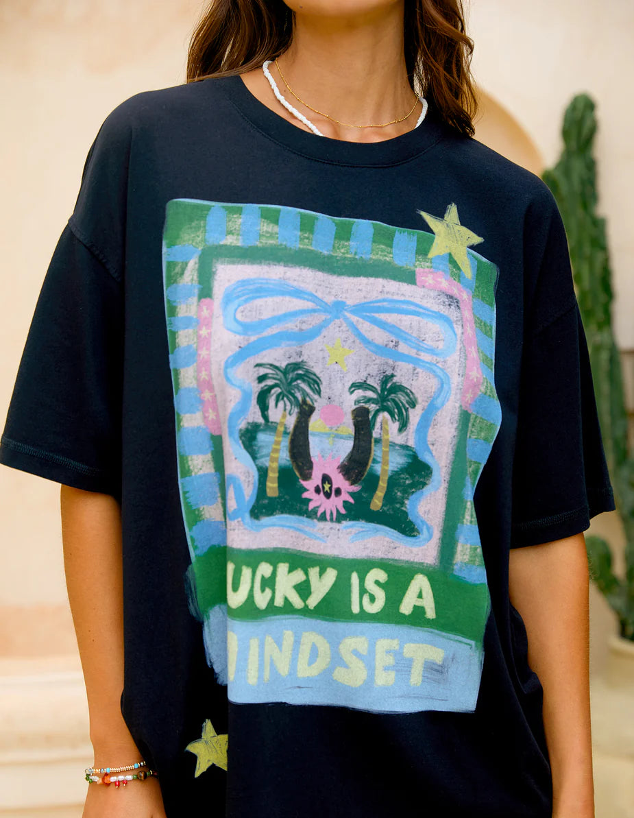 Lucky Star Tee- Washed Black