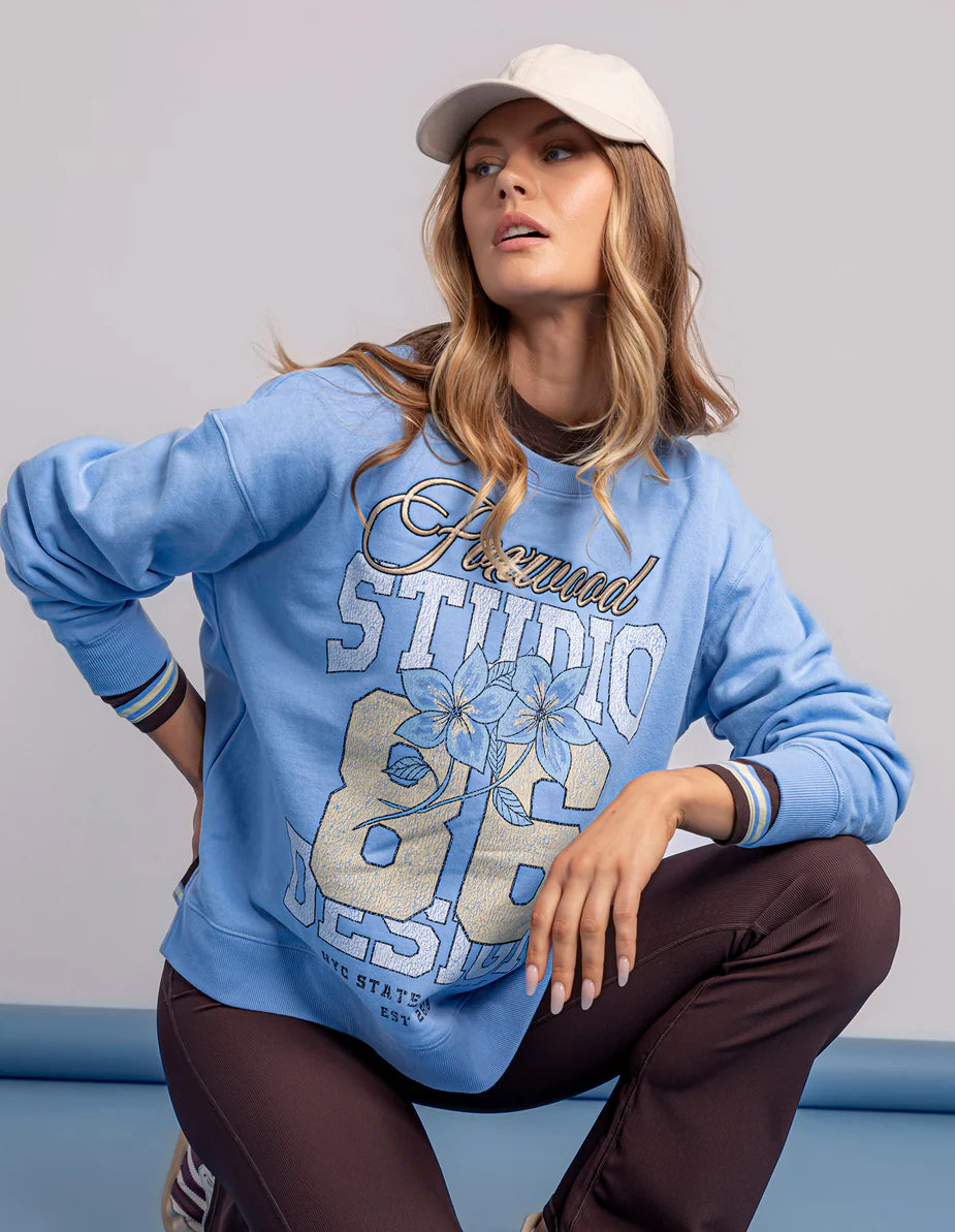 Floral Club Crew- Blue