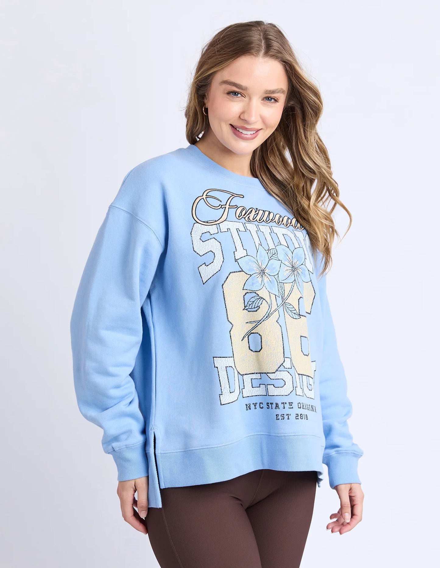 Floral Club Crew- Blue